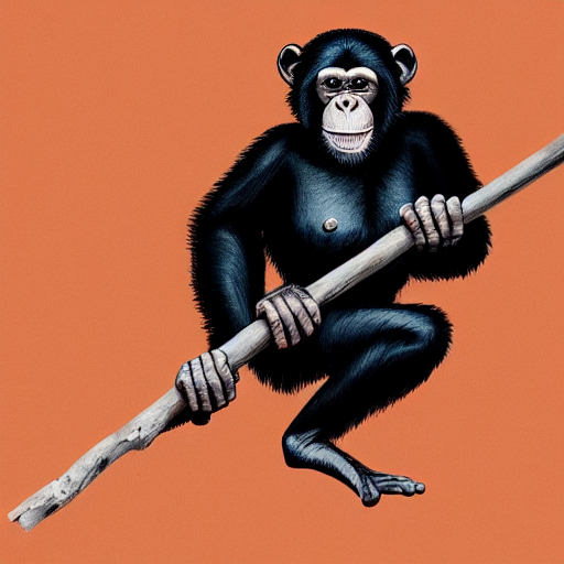 A Chimpanzee Splitting An Atom With A Big Stick.