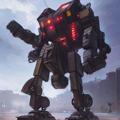 Battlemech, Art By Artgerm And Greg Rutkowski And Magali Vil...