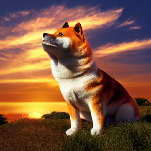 Shiba Inu Shaped Clouds, Sunset, Ultra Detailed, Hyper Reali...