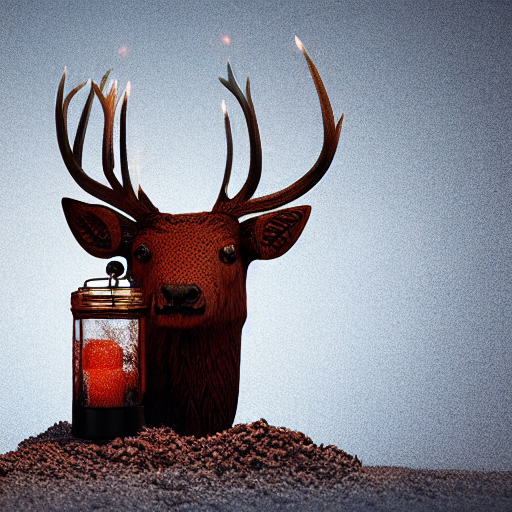 Scottish Stag Inside A Glass Jar Buried In Sand, Intricate D...