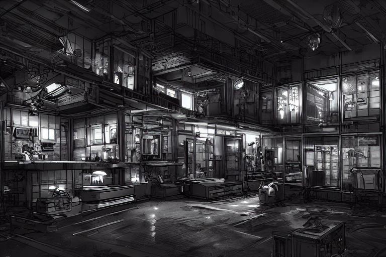 Photo Manga Illustration Blueprint Of Small Sci - Fi Machine...