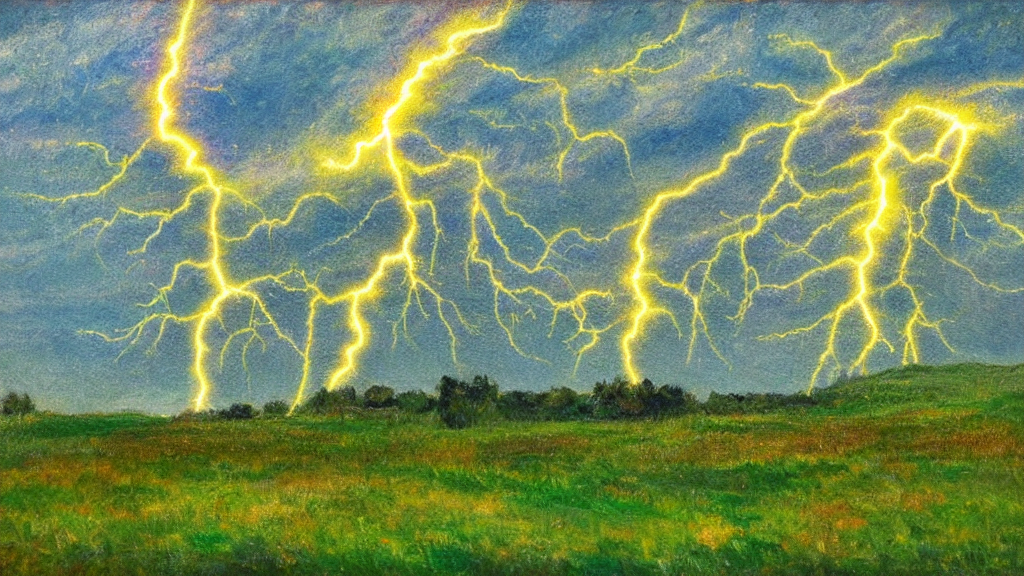 Impressionism Technological Lightning Bolt Countryside