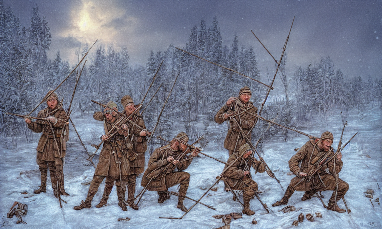 Winter, Finnish Snipers, Ancient Manuscript, 3 D Art, Digiti...