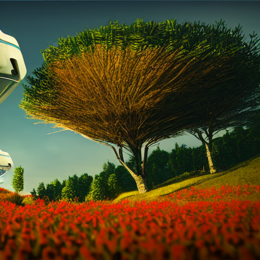 Big Futuristic Spaceship Above A Field. France, Dordogne, Hi...