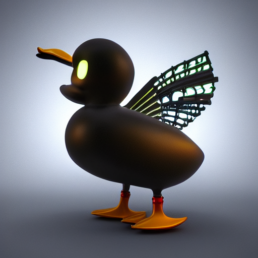A Biomechanical Duck, Cybertronic, Glowing Eyes, Octane Rend...