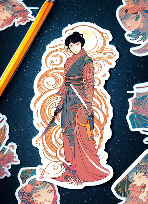 Victo Ngai Girl Shinobi Sticker Decal Design, Highly Detaile...