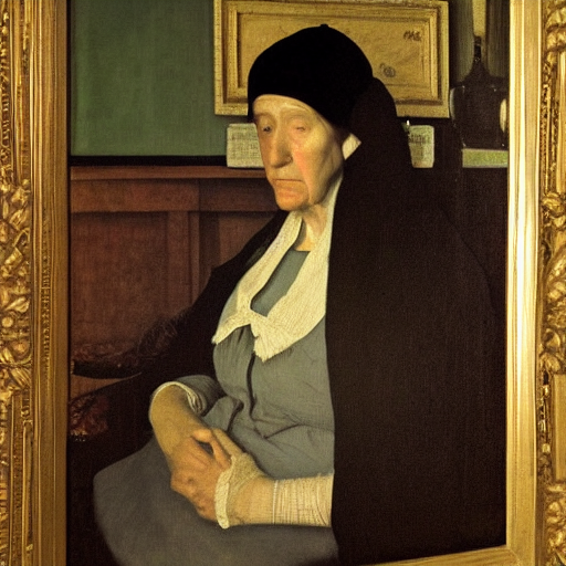 Oil Painting By Ingres Of Whistlers Mother.