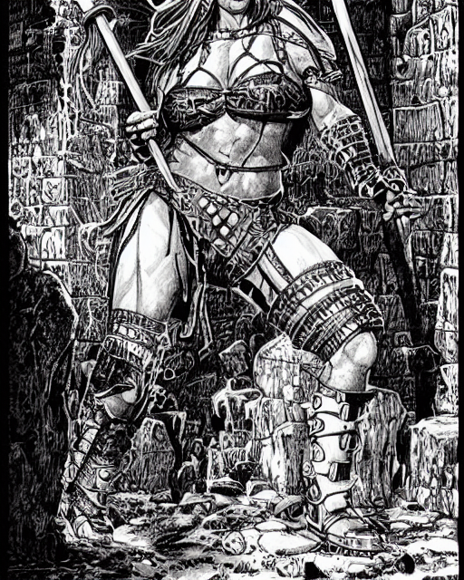 Large Female Human Barbarian Inside A Dungeon, Dungeons And...