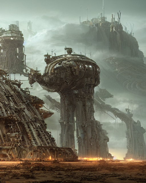 An Epic 3 D Mattepainting And Photobash Of A Massive Steampu...