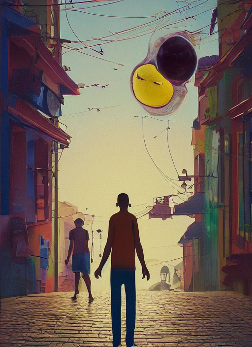 Person Walking Inside A Timeless Bubble, Streets Of Salvador...