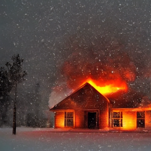 Giant Fire Explosion Buring House Inside A Snow Globe, Award...