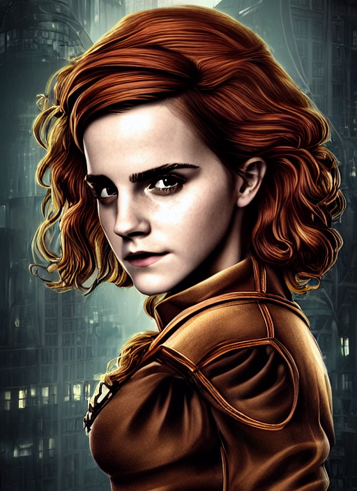 Biohazard Portrait Of Emma Watson 2 0 0 7 Curly Long Red Hai...