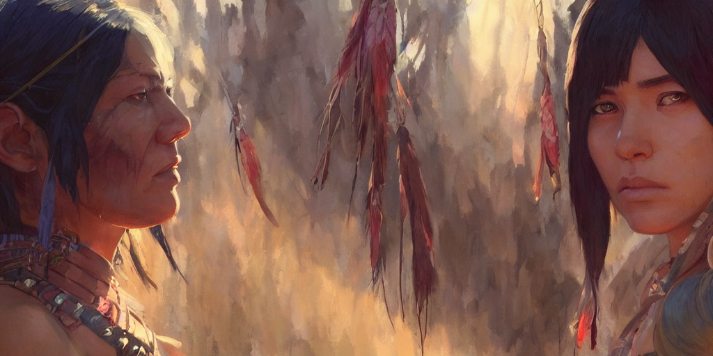 A Female Native American Warrior Environment   Fine Detail A...