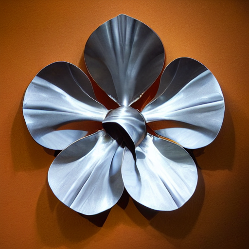 A Biomechanical Hibiscus Flower Made Of Metal, Reflective