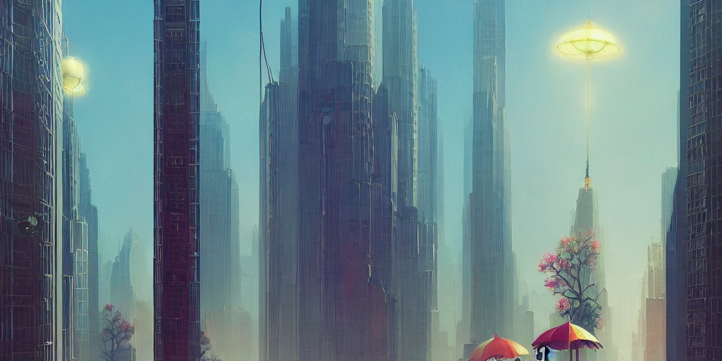 Art Deco 1 9 2 0 Floating Illuminating Parasol Metropolis Op...