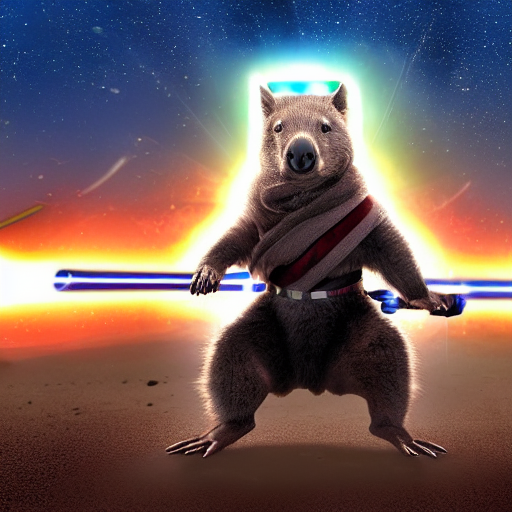 An Anthropomorphic Bipedal Wombat, Standing Upright, Star Wa...