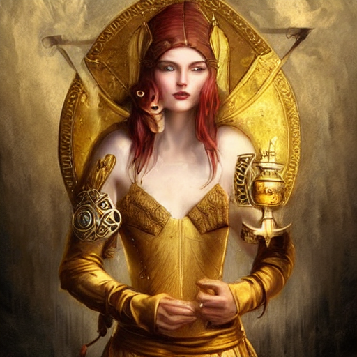 Beautiful Viking Woman Surrounded By Treasure And Gold, Perf...