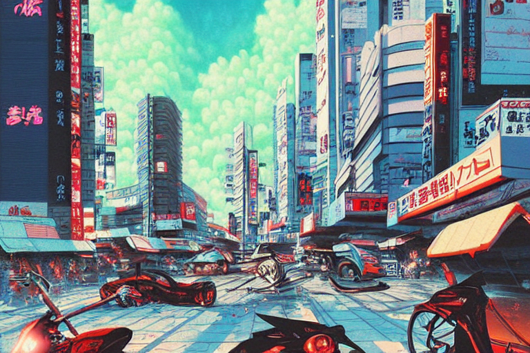 Akira Movie Style Pastel Color Futuristic City Brutality Bui...