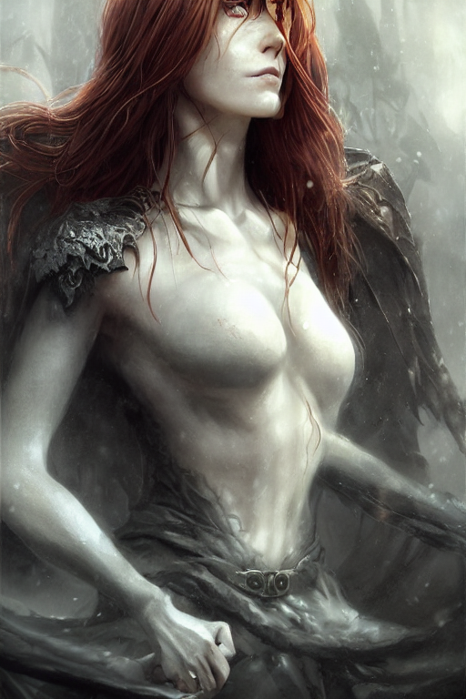 Portrait Of A Cloaked Female Demoness, Evil, Ominous, Luscio...