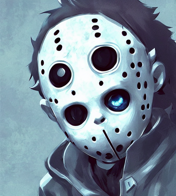 Cute Little Boy Anime Character Inspired By Jason Voorhees A... — Stable Diffusion AI Prompt: cute little boy anime character inspired by jason voorhees art by rossdraws, wlo...