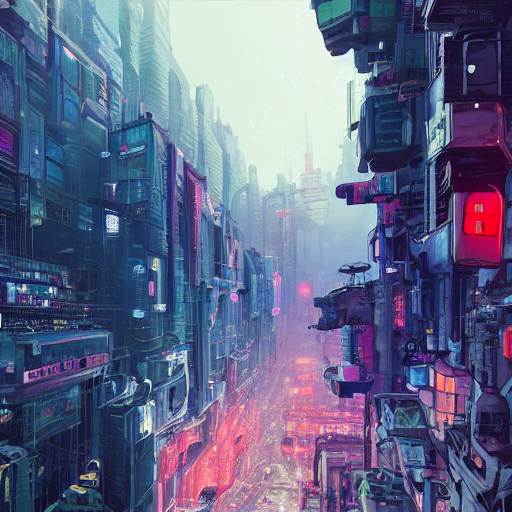 A Beautiful Painting Of Cyberpunk City By Nekro And Pascal B...