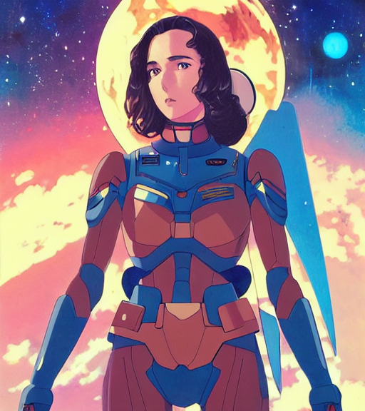 An Anime Portrait Of Beautiful Young Gal Gadot As A Space Pi...