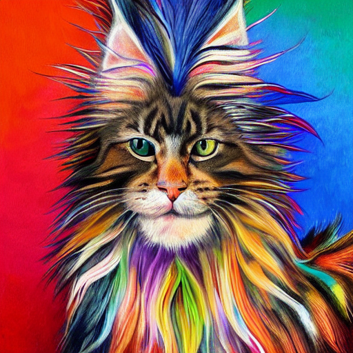 Beautiful Tribal Spirit Maine Coon Cat With Long Flowing Col...