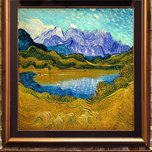 A Digital Painting Of A Mountain Range With A Lake In The Fo...