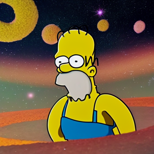 Homer Simpson Crossing The Multiverses, Floating In Space, E...