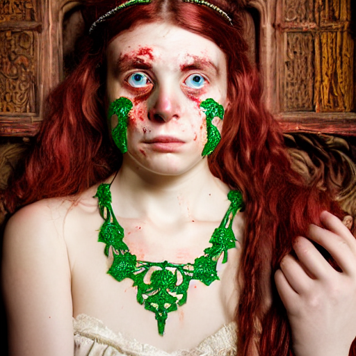 Portrait Of A Terrified And Frightened Beautiful Young Woman...