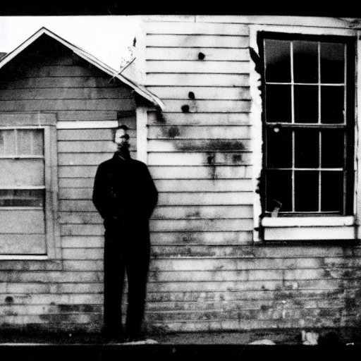 Creepy Man Standing At The Bedroom Window Of A Burnt Out 1 9...