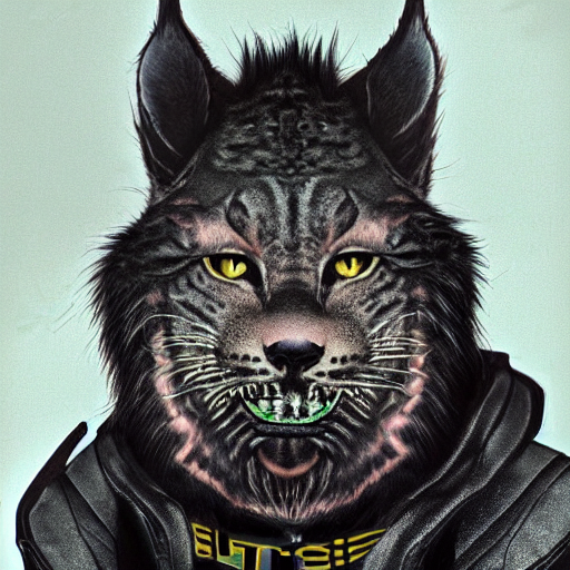 Highly Detailed, Black Male Anthro - Lynx, Human With Head O...