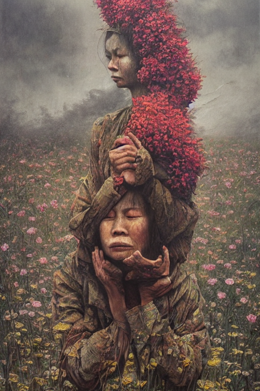 Hyperrealistic Detailed Portrait Of A Crying Philippine Char...