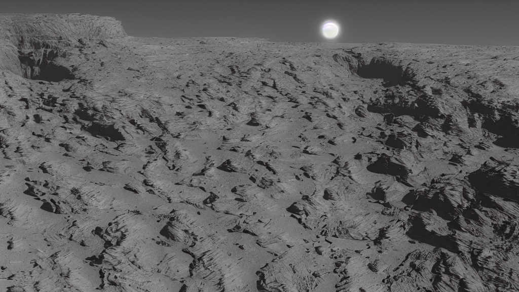A Massive Gaping Canyon On The Moon, Digital Art, Illustrati...