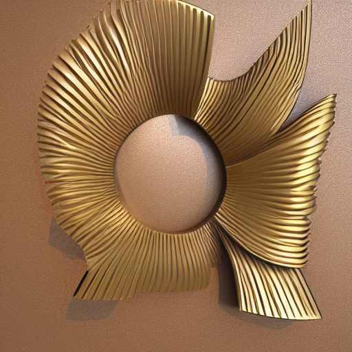 Abstract Modern Art Wooden Sculpture With Gold Metal Accents...