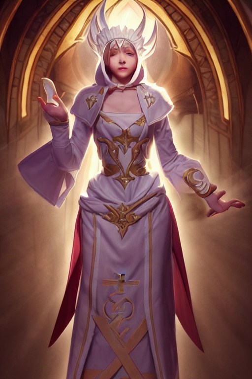 A Saint Noble High Priestess Pray For God In Church, As A Le...