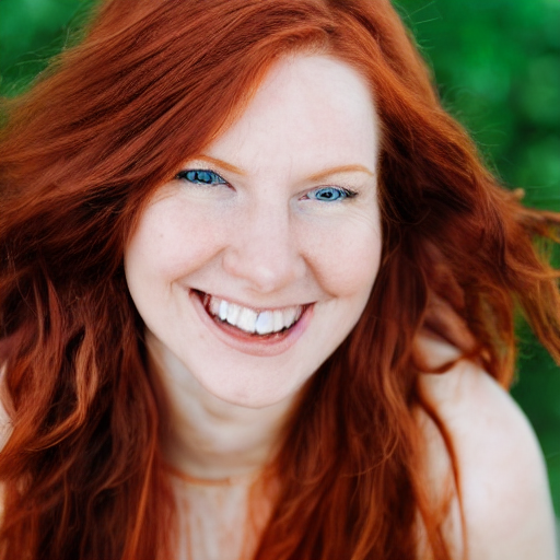 Close Up Shot Of A Beautiful Woman With Auburn Hair And Blue...