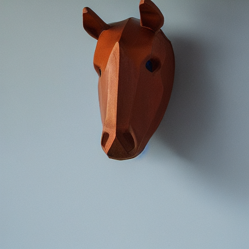 Empty Rubber Mask Of Horse Head On Bookshelf