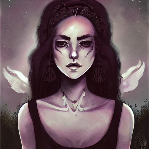 Goddess Of Perdition, Surrounded By Crows. Full Body Portrai...