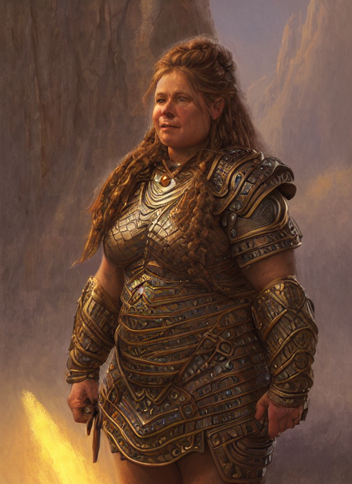 Portrait, Female Dwarf Warrior, Heavy Bronze Breastplate, In...