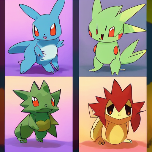A Set Of New Pokemon Starters For The Next Generation. Three...