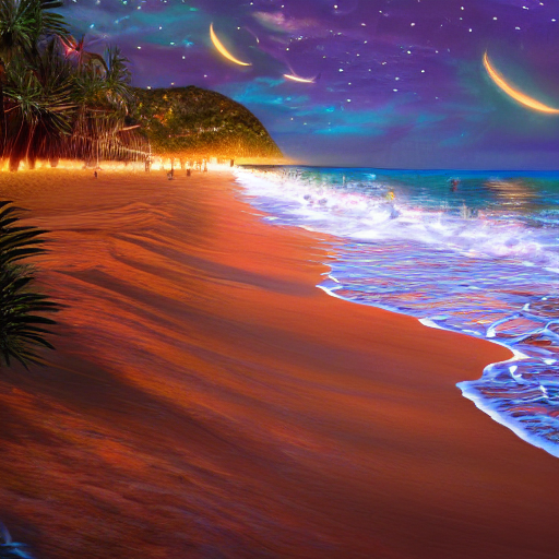 Beach  At Night Trending On Artstation Nighttime Cgsociety C...