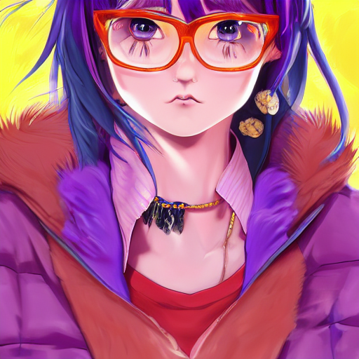 Girl Purple Hair Starry Eyes Bright Colours Idol Wearin...
