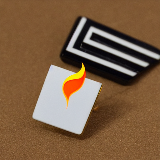 A Enamel Pin Of A Retro Minimalist Clean Fire Flames Square — Stable Diffusion AI Prompt: a enamel pin of a retro minimalist clean fire flames square