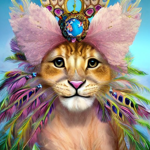 Cute Fluffy Baby Lion Cat Rabbit Hybrid Mixed Creature Chara...