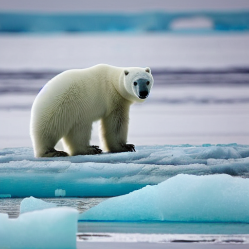 Extreme Long Shot Of Cute Polarbear Baby On An Ice Floe In T...