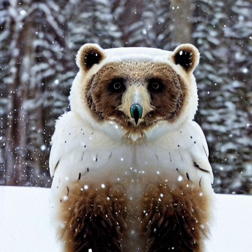 A Photo Of A Snow Owl And Grizzly Bear Hybrid