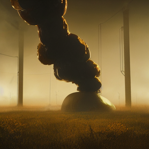 Large Mushrooms Billowing Smoke Like A Smoke Stack, Industri...