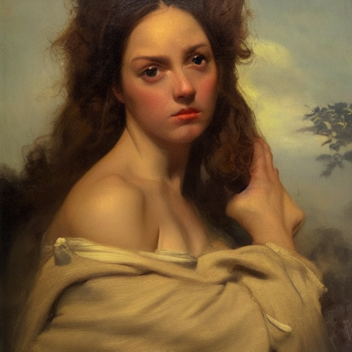 In These Oil Paintings We See A Woman Looking At The Camera,...