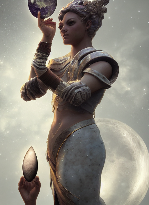 Artemis Holding The Moon In Her Hands , Closeup, Filling It...